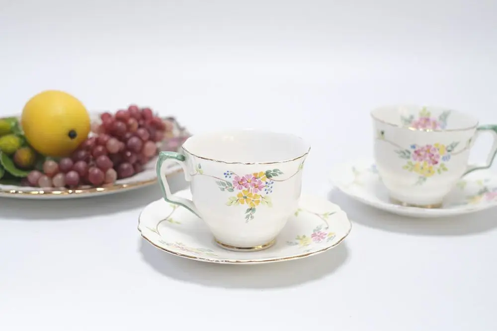 アンティーク ティーカップ&ソーサー Crown Staffordshire イギリス 1801年創業/アンティーク食器