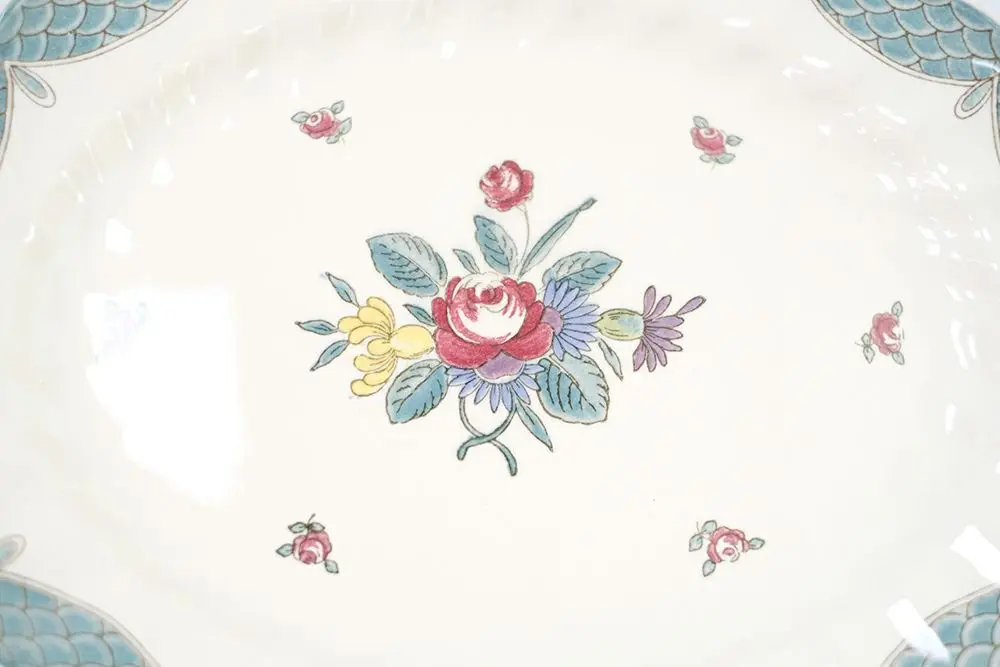 アンティーク Royal Doulton サービングプラッター/ Lowestoft Bouquet 1940s 英国王室御用達メーカーの古い大皿./アンティーク食器3