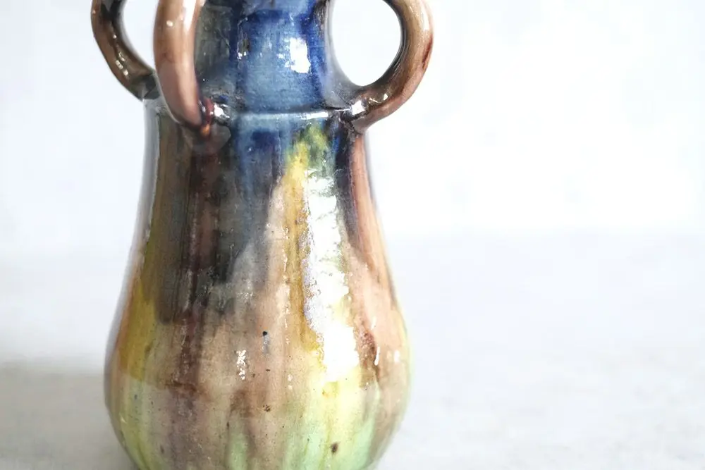 ヴィンテージフラワーベース 作家物 色彩綺麗な花瓶 アートオブジェ3