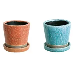 カラー グレーズド ポット